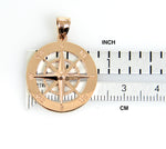 Charger l&#39;image dans la galerie, 14k Rose Gold Nautical Compass Medallion Pendant Charm
