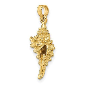 14k Yellow Gold Conch Shell Seashell 3D Pendant Charm