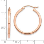 將圖片載入圖庫檢視器 14K Rose Gold Square Tube Round Hoop Earrings 25mmx2mm
