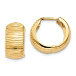 Загрузить изображение в средство просмотра галереи, 14k Yellow Gold Textured Hinged Hoop Huggie Earrings
