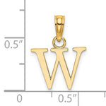 Cargar imagen en el visor de la galería, 14K Yellow Gold Uppercase Initial Letter W Block Alphabet Pendant Charm
