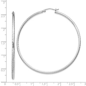 Sterling Silver Diamond Cut Classic Round Hoop Earrings 60mm x 2mm