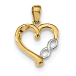 Afbeelding in Gallery-weergave laden, 14k Gold Two Tone Heart Infinity Open Back Pendant Charm

