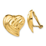 Indlæs billede til gallerivisning 14k Yellow Gold Non Pierced Clip On Heart Omega Back Earrings

