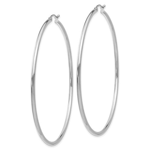 14k White Gold 67mm x 2.5mm Large Classic Round Hoop Earrings