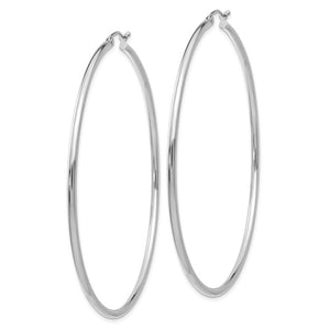 14k White Gold 67mm x 2.5mm Large Classic Round Hoop Earrings