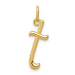 Carica l&#39;immagine nel visualizzatore di Gallery, 14K Yellow Gold Lowercase Initial Letter T Script Cursive Alphabet Pendant Charm
