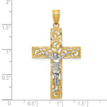 Indlæs billede til gallerivisning 14k Gold Two Tone Cross Crucifix Filigree Pendant Charm - [cklinternational]
