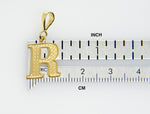Carregar imagem no visualizador da galeria, 14K Yellow Gold Uppercase Initial Letter R Block Alphabet Pendant Charm
