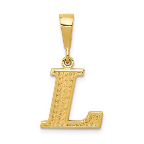 14K Yellow Gold Uppercase Initial Letter L Block Alphabet Pendant Charm