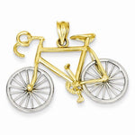 Φόρτωση εικόνας στο εργαλείο προβολής Συλλογής, 14k Gold Two Tone Large Bicycle Moveable 3D Pendant Charm - [cklinternational]
