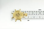 画像をギャラリービューアに読み込む, 14k Yellow Gold Ship Wheel Nautical Compass Medallion Pendant Charm
