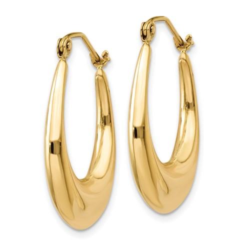14K Yellow Gold Shrimp Classic Hoop Earrings