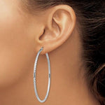 Załaduj obraz do przeglądarki galerii, Sterling Silver Diamond Cut Classic Round Hoop Earrings 55mm x 2mm
