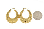 Load image into Gallery viewer, 14K Yellow Gold Shrimp Scalloped Hoop Earrings Large
