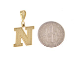 Afbeelding in Gallery-weergave laden, 14K Yellow Gold Uppercase Initial Letter N Block Alphabet Pendant Charm

