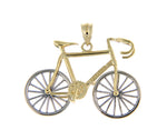 Φόρτωση εικόνας στο εργαλείο προβολής Συλλογής, 14k Gold Two Tone Large Bicycle Moveable 3D Pendant Charm - [cklinternational]
