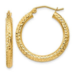 Indlæs billede til gallerivisning 14K Yellow Gold Diamond Cut Classic Round Hoop Earrings 25mm x 3mm
