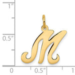 Carica l&#39;immagine nel visualizzatore di Gallery, 14K Yellow Gold Initial Letter M Cursive Script Alphabet Pendant Charm
