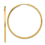 Charger l&#39;image dans la galerie, 14k Yellow Gold 40mm x 1.35mm Diamond Cut Square Tube Round Endless Hoop Earrings
