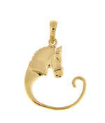 Kép betöltése a galériamegjelenítőbe: 14K Yellow Gold Horse Head Equestrian Charm Holder Pendant
