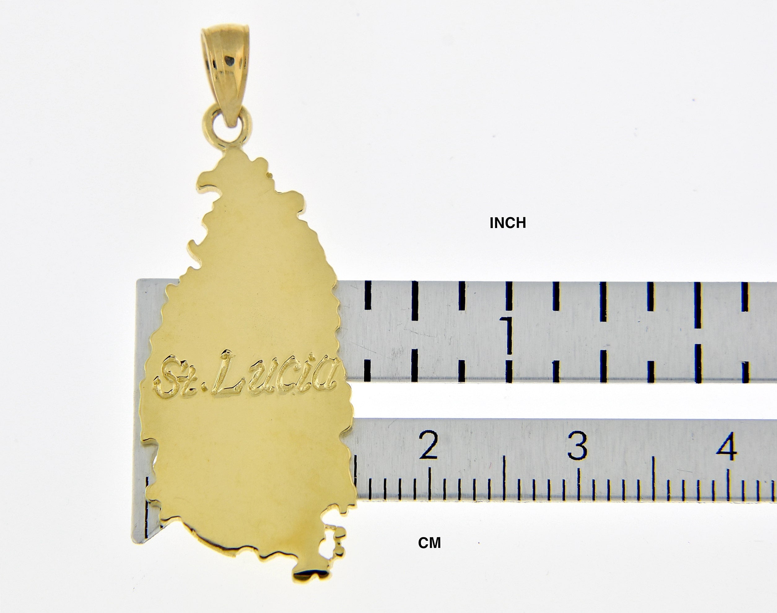 14k Yellow Gold St. Lucia Island Map Travel Pendant Charm