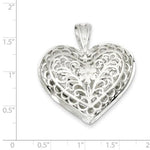 이미지를 갤러리 뷰어에 로드 , Sterling Silver Puffy Filigree Heart 3D Large Pendant Charm
