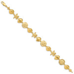 將圖片載入圖庫檢視器 14k Yellow Gold Sand Dollar Starfish Seashell Scallop Shell Ocean Sea Beach Bracelet
