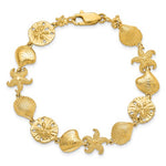 Lade das Bild in den Galerie-Viewer, 14k Yellow Gold Sand Dollar Starfish Seashell Scallop Shell Ocean Sea Beach Bracelet
