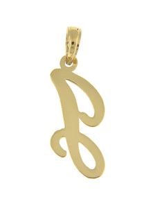 10K Yellow Gold Script Initial Letter J Cursive Alphabet Pendant Charm