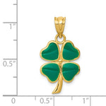 Cargar imagen en el visor de la galería, 14k Yellow Gold Green Enamel Good Luck Four Leaf Clover Pendant Charm
