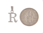 Afbeelding in Gallery-weergave laden, 14K White Gold Uppercase Initial Letter R Block Alphabet Pendant Charm
