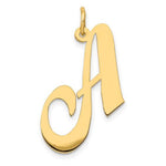Lataa kuva Galleria-katseluun, 14K Yellow Gold Initial Letter A Cursive Script Alphabet Pendant Charm
