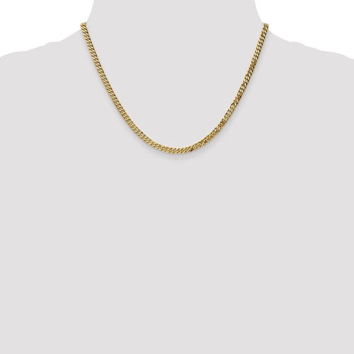 14k Yellow Gold 3.2mm Beveled Curb Bracelet Anklet Necklace Pendant Chain