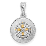 Indlæs billede til gallerivisning Sterling Silver and 14k Yellow Gold Nautical Compass Medallion Small Pendant Charm
