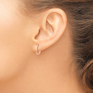 14k Rose Gold Classic Polished Hinged Hoop Huggie Earrings