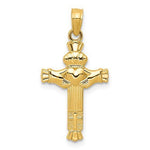 Cargar imagen en el visor de la galería, 14K Yellow Gold Celtic Claddagh Cross Pendant Charm
