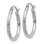 Carregar imagem no visualizador da galeria, 14K White Gold Diamond Cut Round Hoop Textured Earrings 20mm x 2mm
