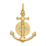 Indlæs billede til gallerivisning 14k Yellow White Gold Anchor Compass Ship Wheel Nautical 3D Pendant Charm
