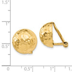 Kép betöltése a galériamegjelenítőbe: 14k Yellow Gold Non Pierced Clip On Hammered Ball Omega Back Earrings 14mm
