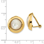 Lataa kuva Galleria-katseluun, 14k Yellow Gold Mother of Pearl Non Pierced Omega Clip On Stud Earrings
