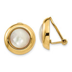 Lade das Bild in den Galerie-Viewer, 14k Yellow Gold Mother of Pearl Non Pierced Omega Clip On Stud Earrings
