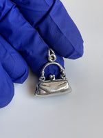 Carregar imagem no visualizador da galeria, Sterling Silver Antique Finish Purse Bag 3D Pendant Charm
