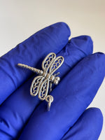 Carregar imagem no visualizador da galeria, Sterling Silver Antique Finish Dragonfly 3D Pendant Charm
