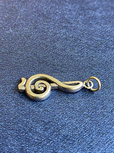 Sterling Silver Antique Finish Music Treble Clef Symbol Pendant Charm