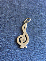 Ladda upp bild till gallerivisning, Sterling Silver Antique Finish Music Treble Clef Symbol Pendant Charm
