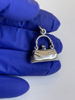 Charger l&#39;image dans la galerie, Sterling Silver Antique Finish Purse Bag 3D Pendant Charm
