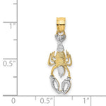 Afbeelding in Gallery-weergave laden, 14k Yellow White Gold Two Tone Lobster Pendant Charm
