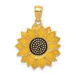 Cargar imagen en el visor de la galería, 14k Yellow Gold with Yellow Enamel Sunflower Pendant Charm
