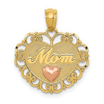 Lataa kuva Galleria-katseluun, 14k Gold Two Tone Mom Heart Pendant Charm
